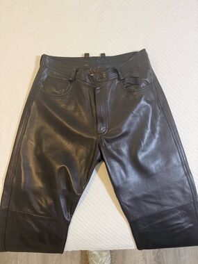 Ermenegildo Zegna Black Leather Relaxed pants